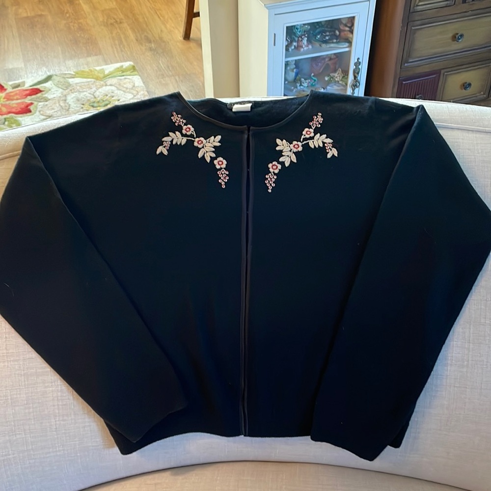 Pretty Retro J. Crew Cardigan with Embroidered Flowers